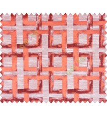 Square maze continuous design oil painting finish self design Orange Copper Brown Beige main curtain